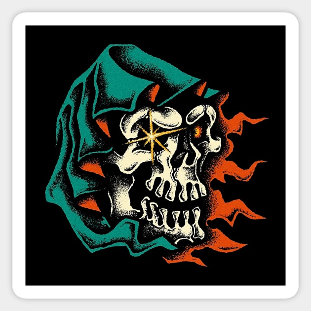 HOODED SKULL Sticker by THE HORROR SHOP